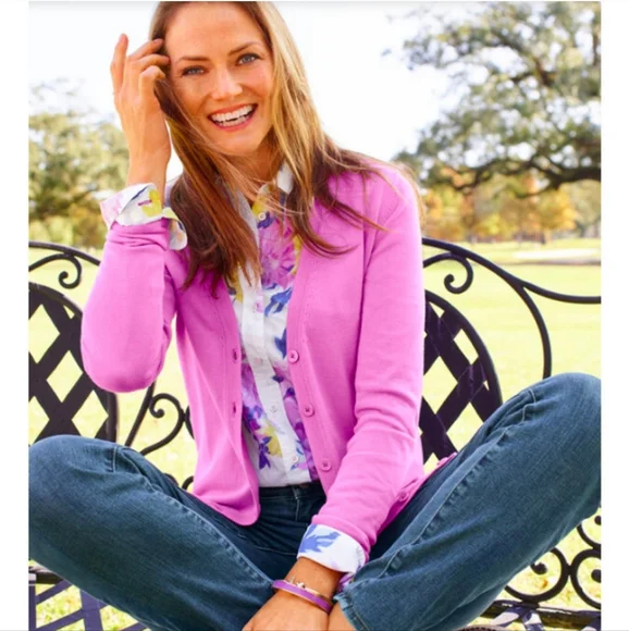 Talbots Classic Floral cotton shirt - pastels (lavender, yellow, blue) - Picture 2 of 10